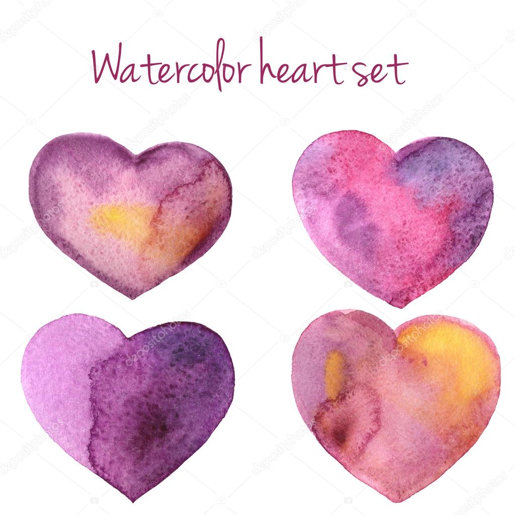 Watercolor hand drawn heart set Stock Illustration by ©Wedphoto #96143250